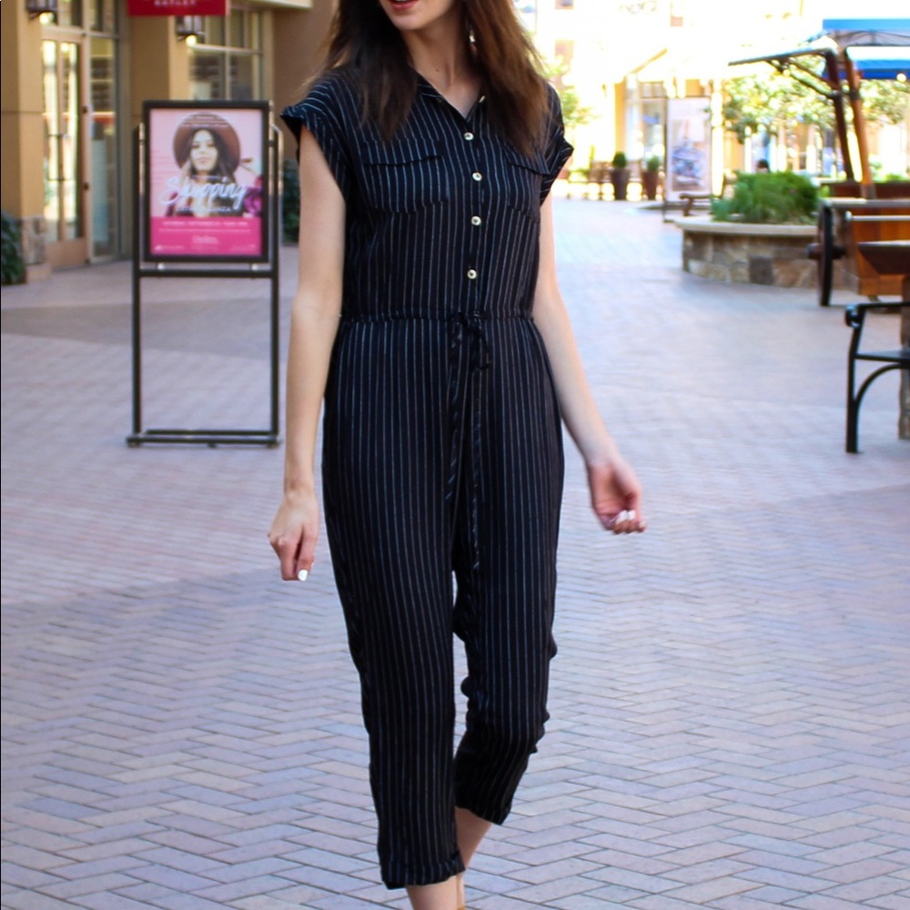 Black Striped Jumpsuit
